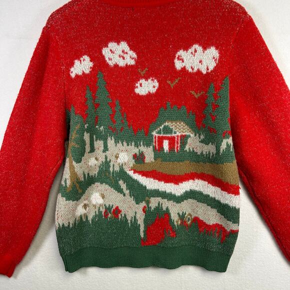 Woman's Red Holiday Christmas Sweater - Size Medium Festive Cozy - Picture 7 of 10